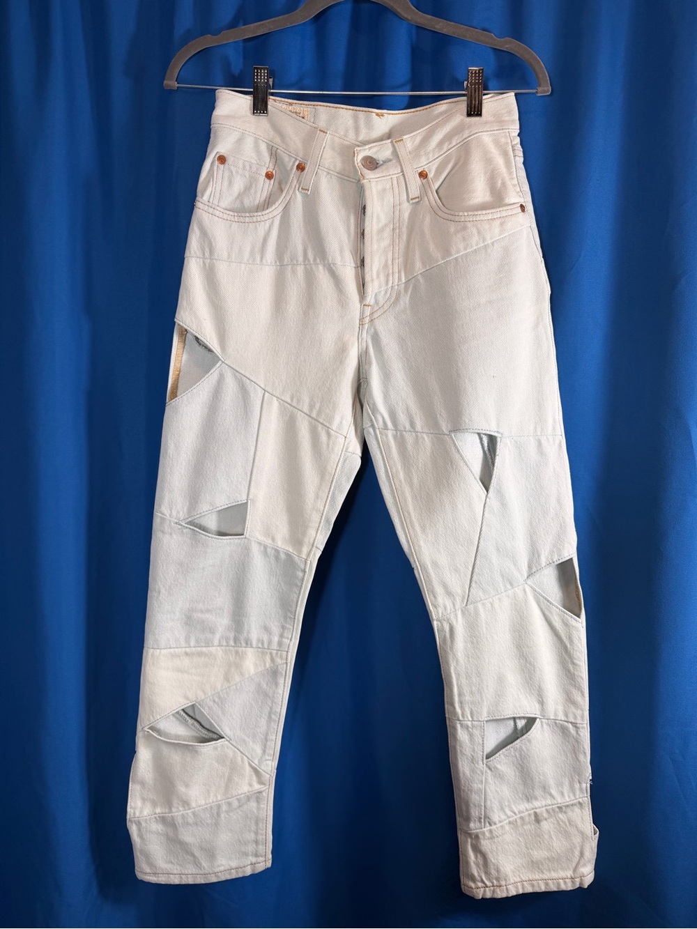 Women’s White Patchwork Jeans - Classic Casual Style